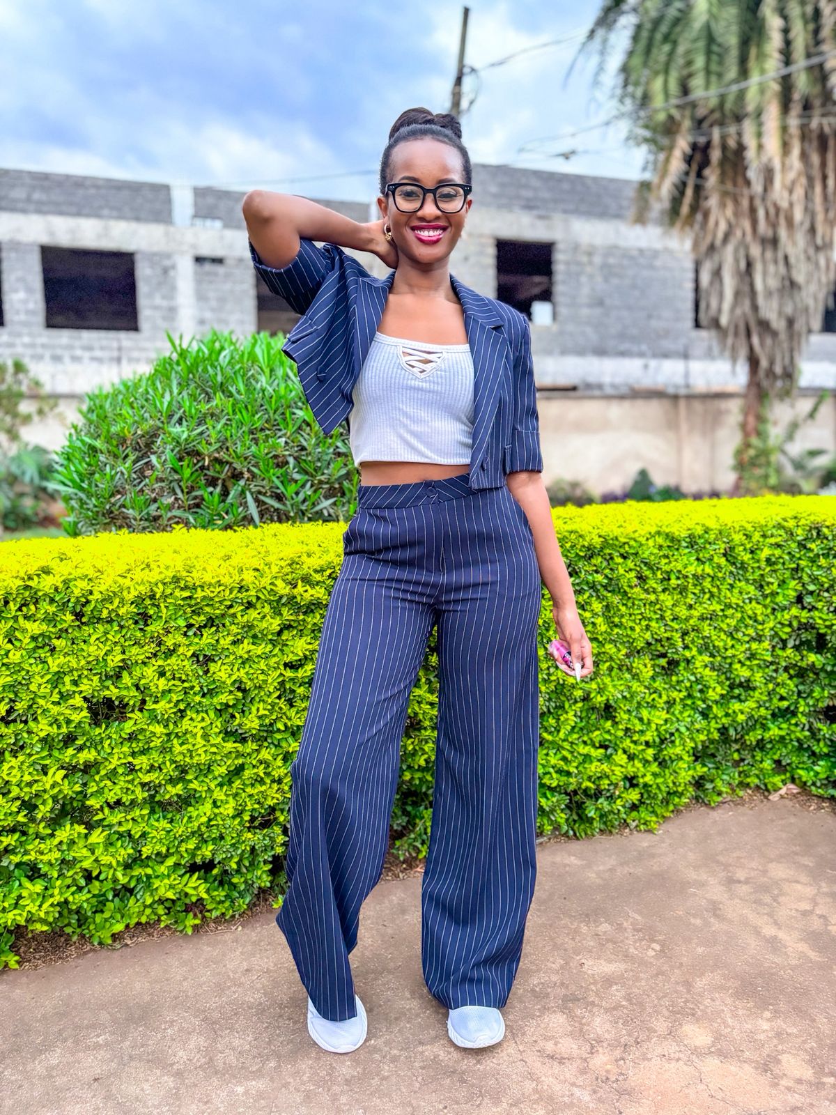 Navy Pinstripe Blazer